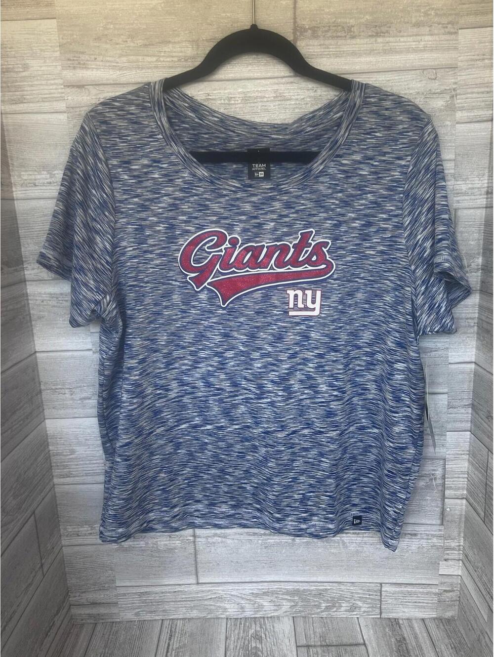 New Era Women's XL New York Giants Space-Dye Glitter Blue T-Shirt NWT